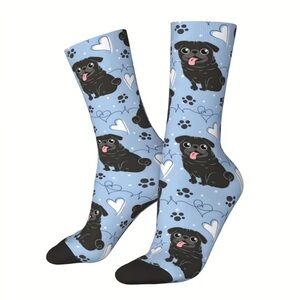 Cute Pug Print Blue Socks